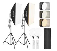 Andoer Softbox Set Fotostudio, Softbox Luz 2 x 50 x 70 cm con 2 x 80 W LED luz de vídeo bicolor 2 x trípodes de luz, 2 x mando a distancia para fotografía de productos de retrato de estudio, grabación