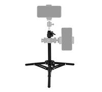 Andoer Soporte de luz de video ajustable Soporte de trípode de 2 secciones 50 cm de carga útil 1,5 kg con interfaz universal de 1/4 de pulgada para cámara con soporte para teléfono