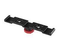 Andoer Soporte de placa de montaje de triple zapata fría de aluminio para montaje de luz LED de micrófono de cámara