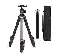 Andoer Soporte de trípode para cámara portátil Aleación de aluminio Cabeza de bola giratoria de 360° Capacidad de carga 5 kg/11 libras 140 cm/55 pulgadas Max. Altura con bolsa de transporte