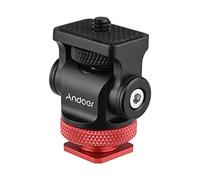 Andoer Soporte para monitor de cámara para montaje en calzado frío, soporte giratorio de 360° con llave Allen de 1/4 pulgadas para el montaje de expansión de micrófono LED, rojo