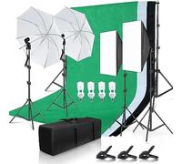 Andoer Studio Photography Light Kit Softbox Set Que Incluye Bombillas de luz LED de 45 W/Softbox de 50x70 cm/Paraguas de fotografía Blanco de 33 Pulgadas/Toma de luz E27 / Soportes de luz de 2M