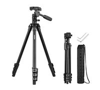 Andoer Trípode con Columna Central trasversal, Profesional, Montaje Horizontal, de Alto Rendimiento, con Cabezal Giratorio de 3 vías e inclinable para cámaras réflex Digitales, videocámaras