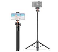 Andoer Trípode de cámara extensible, palo selfie de aluminio, trípode de cámara claro con cabezal de bola de 360 ° para smartphone con soporte para teléfono móvil