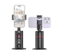 Andoer Trípode de seguimiento facial de coche, soporte para teléfono móvil inteligente con seguimiento de movimiento, rotación de 360°, clip para teléfono, tornillo de 1/4 pulgadas para vlog