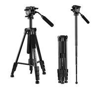 Andoer Trípode Portátil Aluminio 166 cm / 65 Inch con 360°Columna Central y Rótula de Bola Placa de Liberación para Cámara DSLR/Videocámara de vídeo DV/Canon/Nikon/Sony Carga hasta 11LB / 5kg