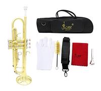 Andoer® Trompeta Bb/B Flat de Latón Dorado Clásico con Guantes y Funda