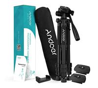 Andoer TTT-663N 57.5 pulgadas de viaje ligero trípode trípode teléfono soporte para DSLR SLR videocámara fotografía toma video con bolsa de transporte abrazadera de teléfono 2pcs