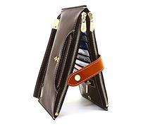 ANDOILT Carteras para Mujer Cartera de Cuero Genuino RFID Bloqueo Bifold Multi Card Case Monedero con Bolsillo Cremallera Bolso Café