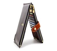 Andoilt para mujer billetera genuina de cuero rfid bloqueador de tarjetas de crdito con cremallera bolso bolso bolso bolso gris gris