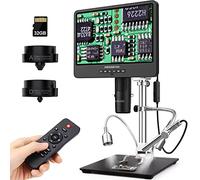 Andonstar AD249S-M Microscopio digital HDMI de 3 lentes 2000x con endoscopio, grabación de video UHD 2160P, microscopio LCD de 10.1 pulgadas, microscopio electrónico de soldadura, microscopio