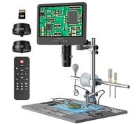 Andonstar AD249S-M Plus Microscopio digital HDMI de 3 lentes 2160P 25.7 cm | Microscopio de soldadura para reparación electrónica, estación de soldadura con manos de ayuda, soporte para herramientas