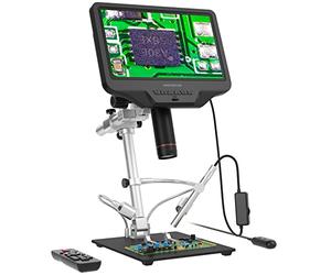Andonstar Microscopio digital HDMI AD409 Pro con endoscopio, microscopio de soldadura de pantalla LCD de 10,1 pulgadas, cámara de microscopio electrónico USB 300X para soldadura de PCB, colección de …