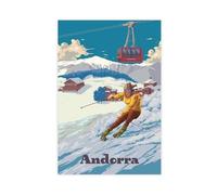 Andorra Tourism- El arte de esquiar en los Pirineos, lienzo para decoración de pared, cuadros para decoración de sala de estar, dormitorio, 20 x 30 cm