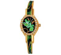 Andre Mouche ORCHID 163-04111 - Reloj suizo para mujer, color dorado, verde, negro, mediano (5.5-6.5 pulgadas), Negro y verde, Correa