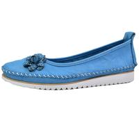 Andrea Conti Dama Ballerina Cómoda De Cuero Con Aplicación De Flor 0023645