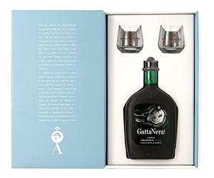 ANDREA DA PONTE GATTA REGALIZ NEGRO REGALIZ Y MENTA A BASE DE GRAPPA PROSECCO CAJA DE REGALO DE 50 CL CON DOS VASOS