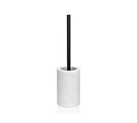ANDREA HOUSE - Escobilla de baño con Recipiente de cerámica Efecto mármol Blanco Ø10x43cm