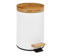 Andrea house - papelera de baño blanca con tapa de madera a pedal de
