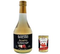 Andrea Milano, Aceto di Melannurca Campana IGP, vinagre de manzanas frescas sin pasteurizar y fermentación natural, producido, acidez 5%, 500 ml + Polpa italiana gourmet 400 g