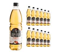 Andrea Milano, vinagre de manzana, sabor delicado y aromático, ideal para combinar con verduras cocidas y crudas, 5% de acidez, fabricado en Italia, 12 envases de PET de 1 l