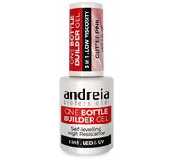 Andreia Professional Gel Constructor para Uñas - Triphasico 3 en 1 de Baja Viscosidad - Gel Constructor LED & UV en Botella - Extensión Autonivelante de Alta Resistencia - Color Rosa Purpurina 14ml