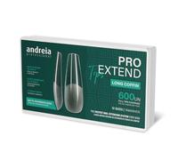 Andreia Puntas de uñas profesionales para extensiones de gel PRO EXTEND, uñas postizas a presión o pegadas, formato Long Cofin, 600 unidades