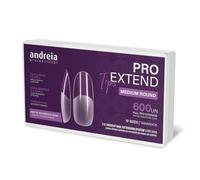 Andreia Puntas de uñas profesionales para extensiones de gel PRO EXTEND, uñas postizas a presión o pegadas, formato redondo medio, 600 unidades