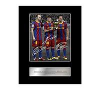 Andrés Iniesta, Lionel Messi, Xavi firmado montado pantalla de fotos Barcelona FC