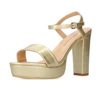 Andrés Machado - Am 5732 - Soft Coco - Sandalias de Tacón Alto y Plataforma - Calzado de Mujer - con Hebilla Metálica - Destalonadas - Color Oro - Talla EU 44