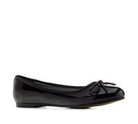 Andrés Machado - Clásicas Bailarinas de Mujer con Mini Tacón y Lazo Decorativo - TG104 - Flats para Mujer - Zapatos Muy Cómodos - Charol Negro, Talla EU 41