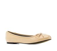 Andrés Machado - Clásicas Bailarinas de Mujer con Mini Tacón y Lazo Decorativo - TG104 - Flats para Mujer - Zapatos Muy Cómodos - Charol Beige, Talla EU 45