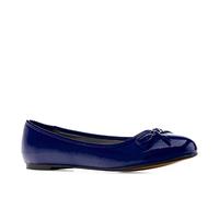 Andrés Machado - Clásicas Bailarinas de Mujer con Mini Tacón y Lazo Decorativo - TG104 - Flats para Mujer - Zapatos Muy Cómodos - Charol Azul Oscuro, Talla EU 42