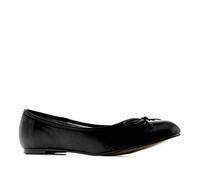 Andrés Machado - Clásicas Bailarinas de Mujer con Mini Tacón y Lazo Decorativo - TG104 - Flats para Mujer - Zapatos muy Cómodos - Simil Cuero Negro, Talla EU 42