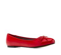 Andrés Machado - Clásicas Bailarinas de Mujer con Mini Tacón y Lazo Decorativo - TG104 - Flats para Mujer - Zapatos Muy Cómodos - Charol Rojo, Talla EU 42