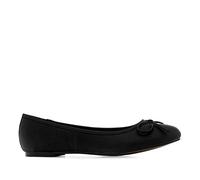 Andrés Machado - Clásicas Bailarinas de Mujer con Mini Tacón y Lazo Decorativo - TG104 - Flats para Mujer - Zapatos Muy Cómodos - Raso Negro, Talla EU 42