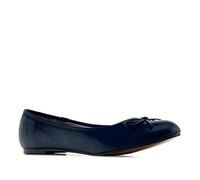 Andrés Machado - Clásicas Bailarinas de Mujer con Mini Tacón y Lazo Decorativo - TG104 - Flats para Mujer - Zapatos Muy Cómodos - Simil Cuero Azul Marino, Talla EU 46