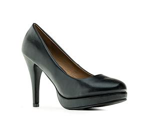 Andrés Machado - Elegantes Zapatos de Tacón para Mujer - AM554 - Tacón Fino de 10 cm - Boda y Fiesta - Plataforma Delantera y Punta Redonda - Simil Cuero Negro, Talla EU 34