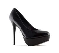 Andrés Machado - Zapato de tacón de Mujer con tacón Fino y Plataforma - AM453 Charol Negro - Tacón Fino de Fiesta - Negro, EU 37