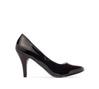 Andrés Machado - Zapatos de Tacón para Mujer - Tacón Fino - AM422 - Tallas pequeñas, Medianas y Grandes - Estilo Retro - Punta Redonda - Talla pequeño - Charol Negro - Talla EU 39