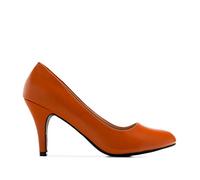 Andrés Machado - Zapatos de Tacón para Mujer - Tacón Fino - AM422 - Tallas pequeñas, Medianas y Grandes - Estilo Retro - Talla pequeño - Tejido Simil Piel Naranja - Talla EU 42