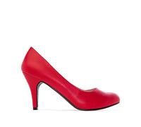 Andrés Machado - Zapatos de Tacón para Mujer - Tacón Fino - AM422 - Tallas pequeñas, Medianas y Grandes - Estilo Retro - Talla pequeño - Tejido Simil Piel Rojo - Talla EU 32