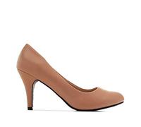 Andrés Machado - Zapatos de Tacón para Mujer - Tacón Fino - AM422 - Tallas pequeñas, Medianas y Grandes - Estilo Retro - Talla pequeño - Tejido Simil piel Nude - Talla EU 46
