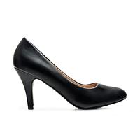 Andrés Machado - Zapatos de Tacón para Mujer - Tacón Fino - AM422 - Tallas pequeñas, Medianas y Grandes - Estilo Retro - Talla pequeño - Tejido Simil Piel Negro- Talla EU 33