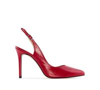 Andrés Machado - Zapatos Elegantes para Mujeres y Adolescentes - Daniela - Zapatos Altos Destalonados con Tacón y Punta Fina - Tacones de Piel Color Rojo - Salones en Talla EU 42