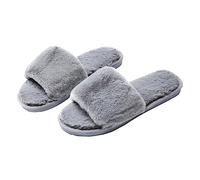 ANDRESLAD 1 Par Zapatillas Antideslizantes Pantuflas Peludas Para Mujer Zapatilla De Felpa Zapatos De Casa De Punta Abierta Zapatos De Piso Zapatilla De Casa Pantuflas De Peludas Grey