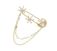 ANDRESLAD 1 Pc broche camisas de perlas para mujer clips de mantón de las mujeres camiseta tshirt sombreros hat delicado pin de solapa. ramillete de ropa pasador de cadena circón Golden