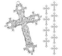 ANDRESLAD 10 Colgantes de Cruz Largos de Aleación en Plata Antigua, Dijes de Metal para Hacer Joyas, Colgantes DIY para Suéteres y Cadenas, Accesorios de Moda para Pulseras y Collares