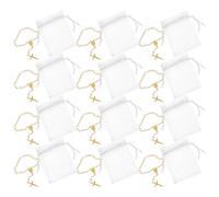 ANDRESLAD 12 Pulseras Mini Rosario Religiosas con Dijes de Cruz y Perlas Blancas y Doradas Tamaño 7X9 CM Set para Favores de Bautizo Comunión y Regalos de Ceremonias Religiosas