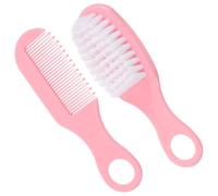 ANDRESLAD 1juego Peine y Cepillo De Masaje Para Bebés Set De Cuidado Infantil Color Rosa Peine Suave Para Cabello y Estimulación Del Cabelludo